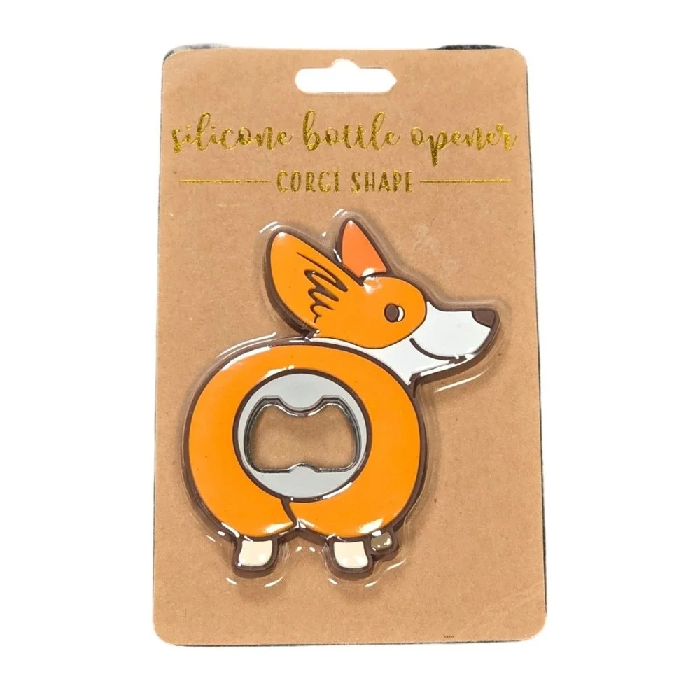 TMD Retail Novelty Bar Tool Corgi Silicone‎ Bottle Opener Orange White Dog NEW